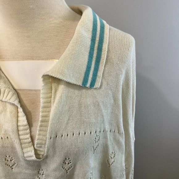 NWOT BP Pointelle Cotton Polo Sweater in Ivory Dove (4X)‎ - Picture 4 of 9